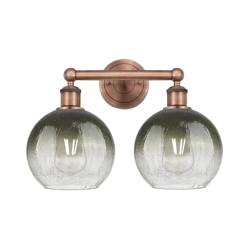 Innovations Brookhaven Globe 17in 2-Light Bath Vanity Light | Industrial Antique Copper Steel and Slate Glass | Bathroom Vanity | Model 616-2W-AC-G483-8SL