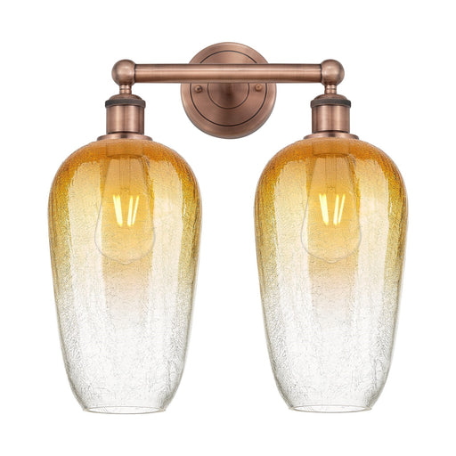 Innovations Brookhaven Flute 16in 2-Light Bath Vanity Light | Industrial Antique Copper and Amber Glass | Bathroom Vanity | 16 | Model 616-2W-AC-G484-7AM