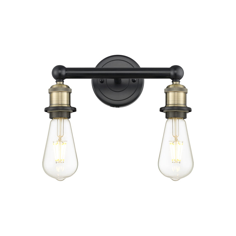 Innovations Edison 12.38in 2-Light Bath Vanity Light | Industrial Black Antique Brass Steel and Cast Brass | Bathroom Vanity | 12.38 x | Model 616-2W-BAB
