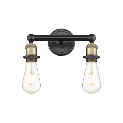 Innovations Edison 12.38in 2-Light Bath Vanity Light | Industrial Black Antique Brass Steel and Cast Brass | Bathroom Vanity | 12.38 x | Model 616-2W-BAB