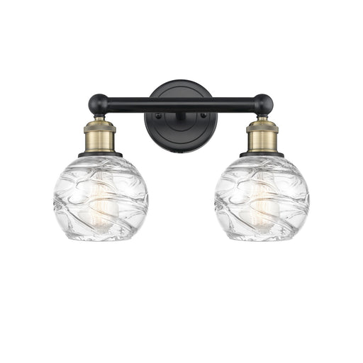 Innovations Athens Deco Swirl 15in 2-Light Bath Vanity Light | Industrial Black Antique Brass and Clear Glass | Bathroom | Model 616-2W-BAB-G1213-6CL