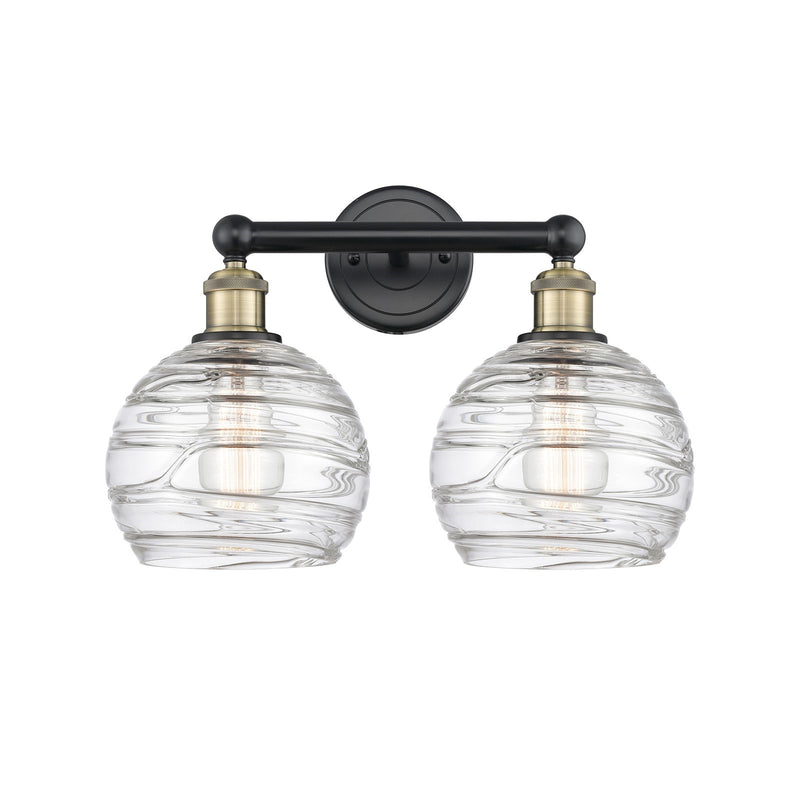 Innovations Athens Deco Swirl 17in 2-Light Bath Vanity | Industrial Black Antique Brass Steel and Clear Glass | Bathroom & | Model 616-2W-BAB-G1213-8CL