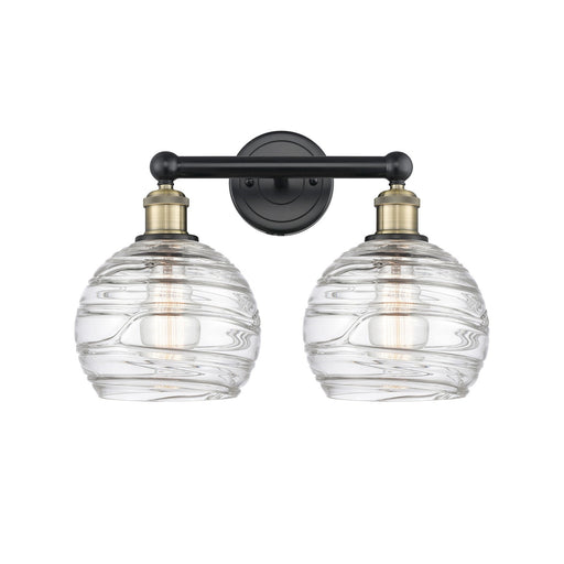 Innovations Athens Deco Swirl 17in 2-Light Bath Vanity | Industrial Black Antique Brass Steel and Clear Glass | Bathroom & | Model 616-2W-BAB-G1213-8CL