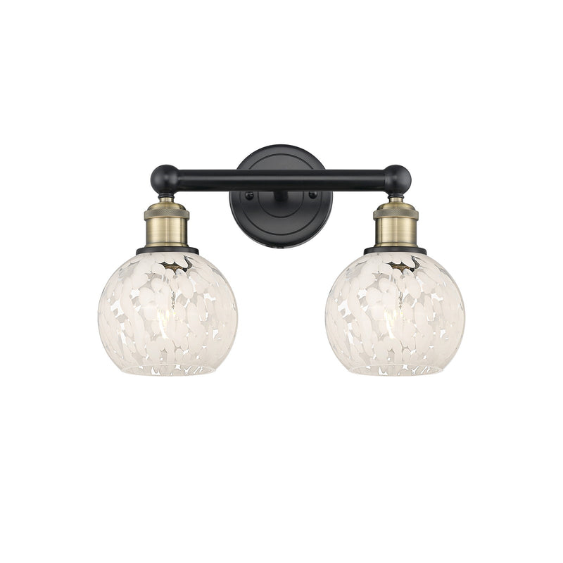 Innovations White Mouchette 15in 2-Light Bath Vanity Light | Industrial Black Antique Brass and White Glass | Kitchen & | Model 616-2W-BAB-G1216-6WM
