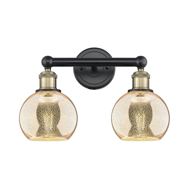 Innovations Athens 15in 2-Light Bath Vanity Light | Industrial Black Antique Brass and Mercury Glass | Bathroom Vanity | 14.88 x | Model 616-2W-BAB-G128-6