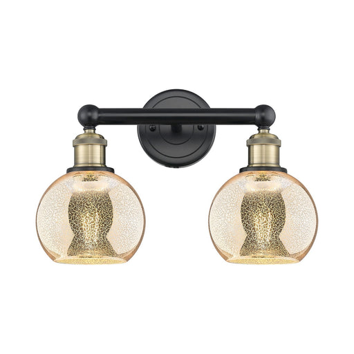 Innovations Athens 15in 2-Light Bath Vanity Light | Industrial Black Antique Brass and Mercury Glass | Bathroom Vanity | 14.88 x | Model 616-2W-BAB-G128-6