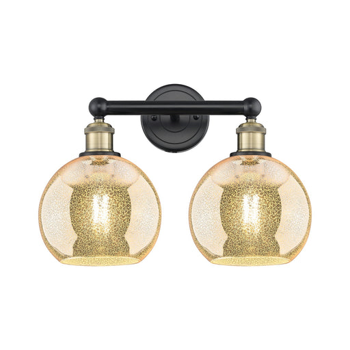 Innovations Athens 17in 2-Light Bath Vanity | Industrial Black Antique Brass and Mercury Glass | Bathroom Vanity Light | 17 x | Model 616-2W-BAB-G128-8