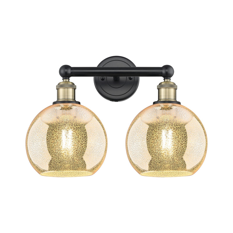 Innovations Athens 17in 2-Light Bath Vanity | Industrial Black Antique Brass and Mercury Glass | Bathroom Vanity Light | 17 x | Model 616-2W-BAB-G128-8