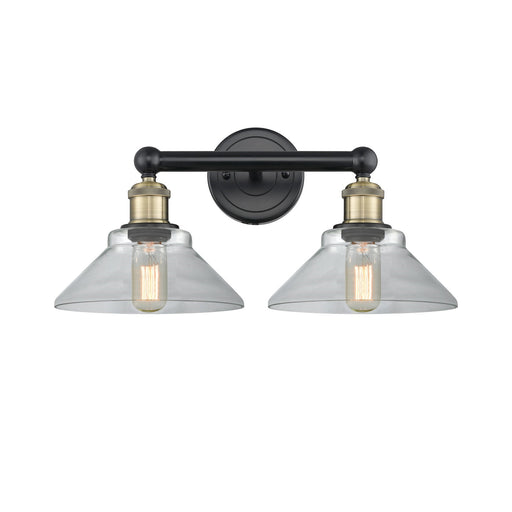 Innovations Orwell 17in 2-Light Bath Vanity | Industrial Black Antique Brass Steel and Clear Cone Glass | Bathroom Vanity Light | Model 616-2W-BAB-G132