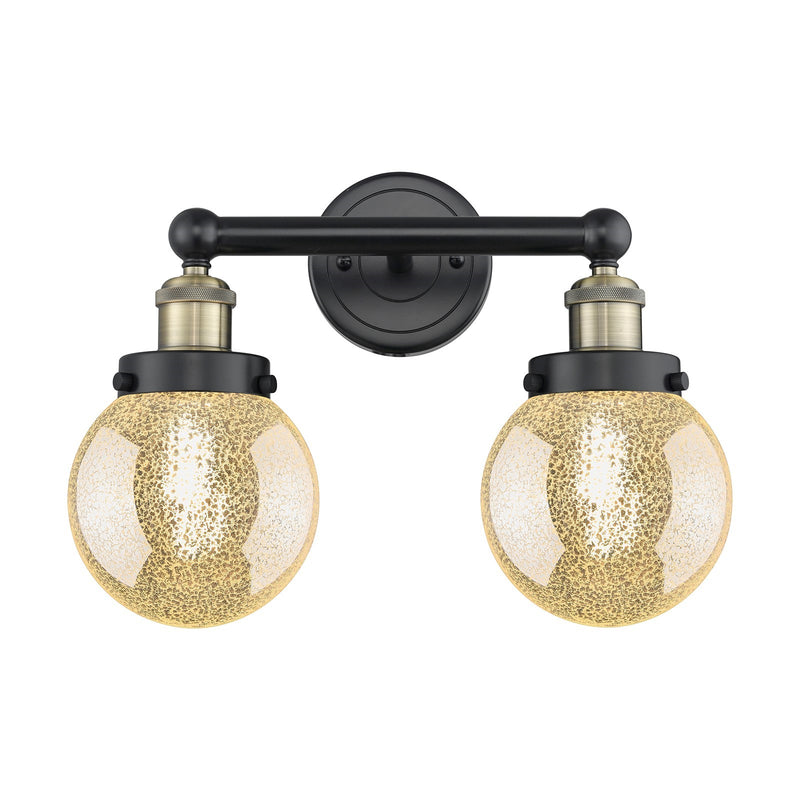 Innovations Beacon 15in 2-Light Bath Vanity | Industrial Black Antique Brass and Mercury Glass | Bathroom Vanity & Powder Room | Model 616-2W-BAB-G208-6