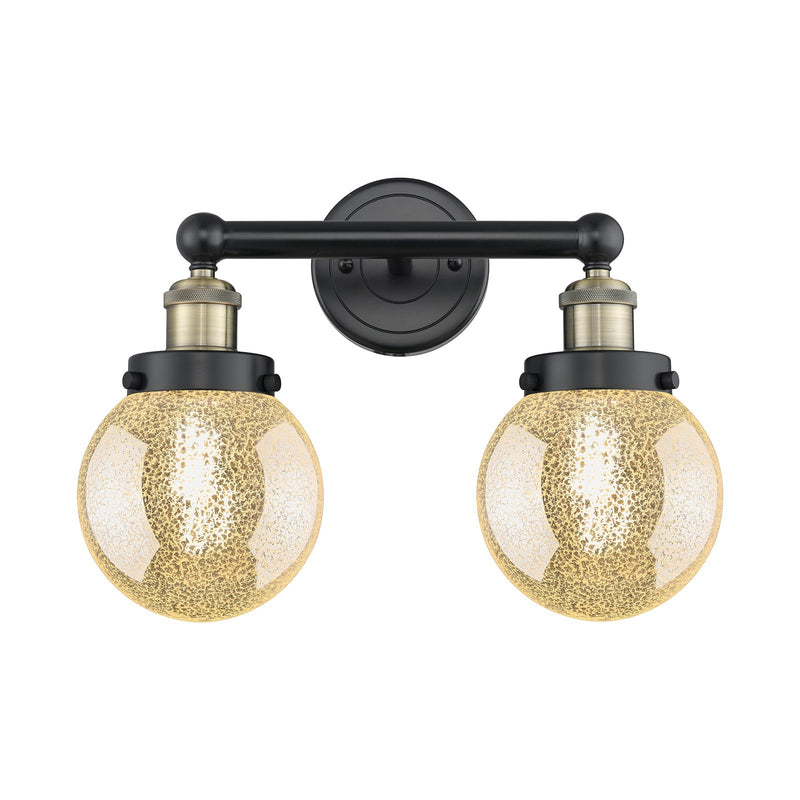 Innovations Beacon 17in 2-Light Bath Vanity | Industrial Black Antique Brass and Mercury Glass | Bathroom Vanity & Powder Room | Model 616-2W-BAB-G208-8