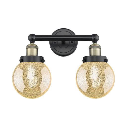 Innovations Beacon 17in 2-Light Bath Vanity | Industrial Black Antique Brass and Mercury Glass | Bathroom Vanity & Powder Room | Model 616-2W-BAB-G208-8