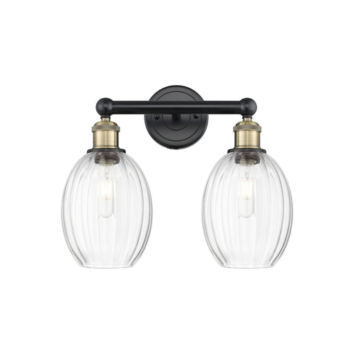 Innovations Preston Bulb 15.25in 2-Light Bath Vanity Light | Industrial Black Antique Brass and Clear Glass | Bathroom Vanity | Model 616-2W-BAB-G459-6CL