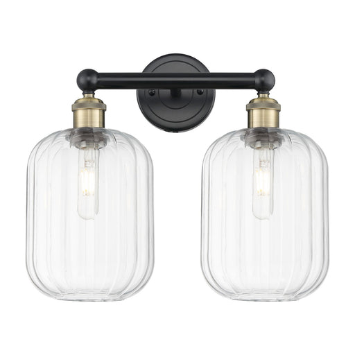 Innovations Preston Cylinder 16in 2-Light Bath Vanity Light | Industrial Black Antique Brass and Clear Glass | Bathroom Vanity | Model 616-2W-BAB-G460-7CL