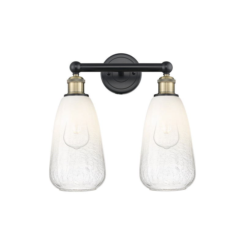 Innovations Brookhaven Almond 15in 2-Light Bath Vanity Light | Industrial Black Antique Brass and Opal Glass | Bathroom Vanity | Model 616-2W-BAB-G480-6OP