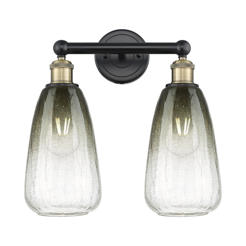 Innovations Brookhaven Almond 15in 2-Light Bath Vanity Light | Industrial Black Antique Brass and Slate Glass | Bathroom | Model 616-2W-BAB-G480-6SL
