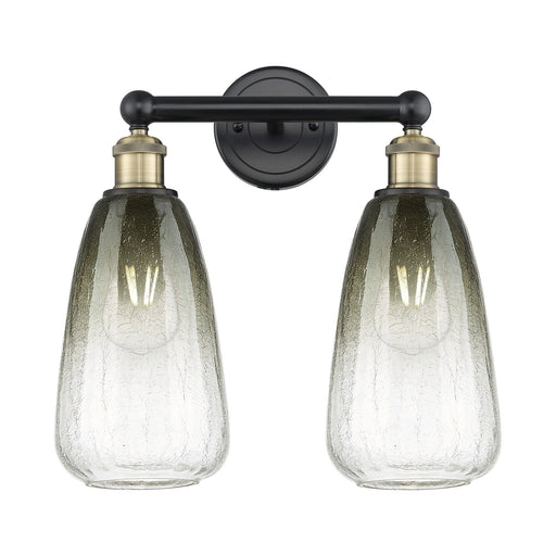 Innovations Brookhaven Almond 15in 2-Light Bath Vanity Light | Industrial Black Antique Brass and Slate Glass | Bathroom | Model 616-2W-BAB-G480-6SL