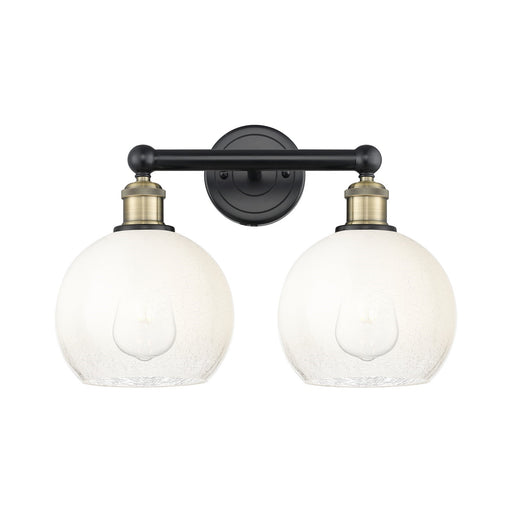 Innovations Brookhaven Globe 17in 2-Light Bath Vanity Light | Industrial Black Antique Brass and Opal Glass | Bathroom & | Model 616-2W-BAB-G483-8OP
