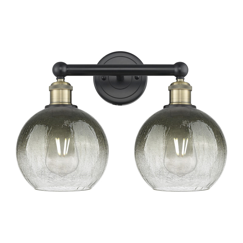 Innovations Brookhaven Globe 17in 2-Light Bath Vanity Light | Industrial Black Antique Brass Steel and Slate Glass | Bathroom | Model 616-2W-BAB-G483-8SL