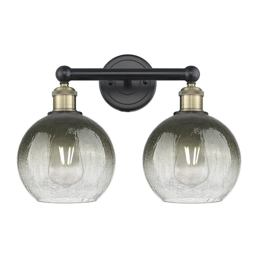Innovations Brookhaven Globe 17in 2-Light Bath Vanity Light | Industrial Black Antique Brass Steel and Slate Glass | Bathroom | Model 616-2W-BAB-G483-8SL