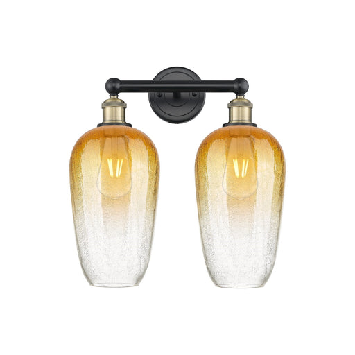 Innovations Brookhaven Flute 16in 2-Light Bath Vanity Light | Industrial Black Antique Brass and Amber Glass | Bathroom Vanity | Model 616-2W-BAB-G484-7AM