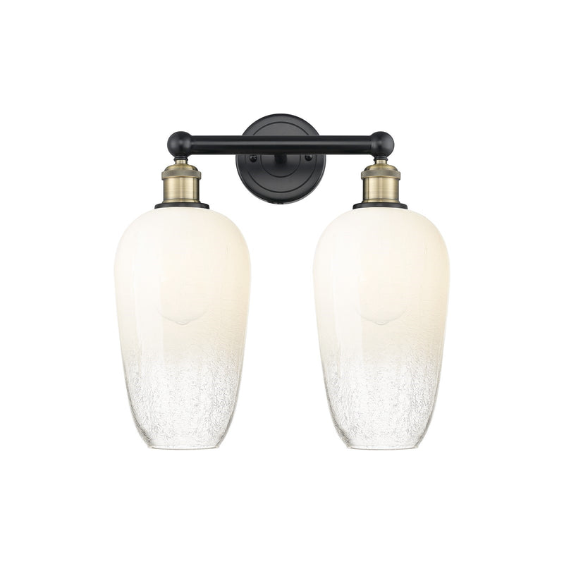 Innovations Brookhaven Flute 16in 2-Light Bath Vanity Light | Industrial Black Antique Brass and Opal Glass | Bathroom Vanity | Model 616-2W-BAB-G484-7OP