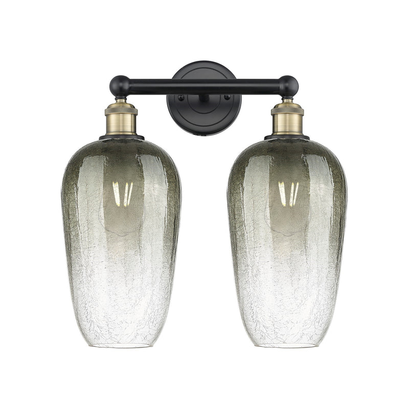 Innovations Brookhaven Flute 16in 2-Light Bath Vanity Light | Industrial Black Antique Brass and Slate Glass | Bathroom Vanity | Model 616-2W-BAB-G484-7SL