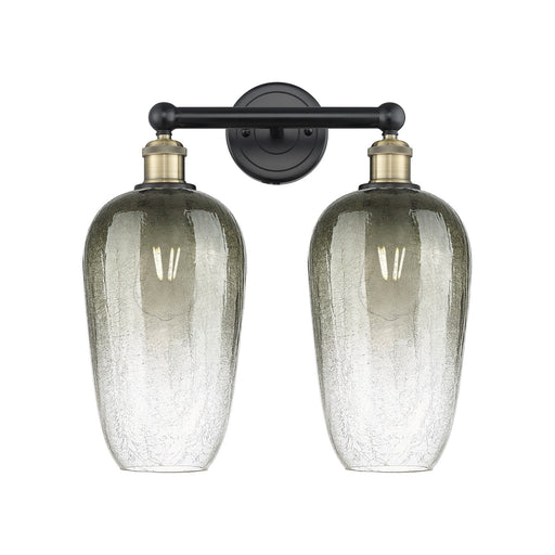 Innovations Brookhaven Flute 16in 2-Light Bath Vanity Light | Industrial Black Antique Brass and Slate Glass | Bathroom Vanity | Model 616-2W-BAB-G484-7SL