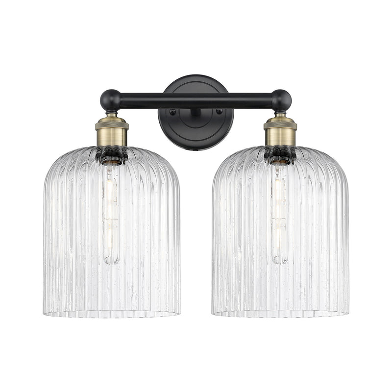 Innovations Bridal Veil 14in 2-Light Bath Vanity Light | Art Nouveau Black Antique Brass and Seedy Glass | Damp Rated | Model 616-2W-BAB-G559-8SDY