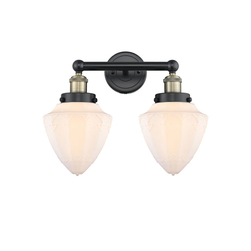 Innovations Bullet 16in 2-Light Bath Vanity | Industrial Black Antique Brass and Matte White Frosted Glass | Bathroom Vanity & | Model 616-2W-BAB-G661-7