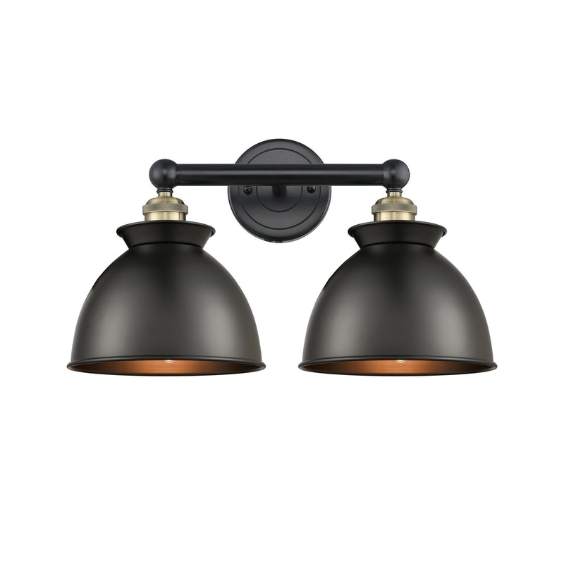 Innovations Adirondack 17in 2-Light Bath Vanity Light | Industrial Farmhouse Black Antique Brass and Matte Black Metal Shade | Model 616-2W-BAB-M14-BK