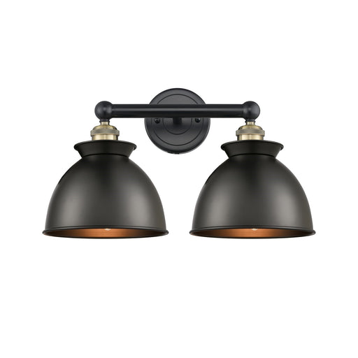 Innovations Adirondack 17in 2-Light Bath Vanity Light | Industrial Farmhouse Black Antique Brass and Matte Black Metal Shade | Model 616-2W-BAB-M14-BK