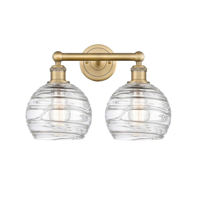 Innovations Athens Deco Swirl 17in 2-Light Bath Vanity Light | Industrial Brushed Brass Steel and Clear Glass | Bathroom | Model 616-2W-BB-G1213-8CL