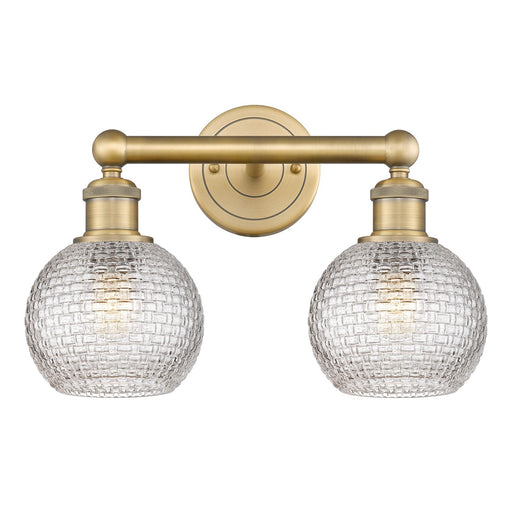 Innovations Athens 15in 2-Light Bath Vanity | Modern Farmhouse Brushed Brass and Clear Basket Weave Glass | Bathroom Vanity | Model 616-2W-BB-G122C-6CL