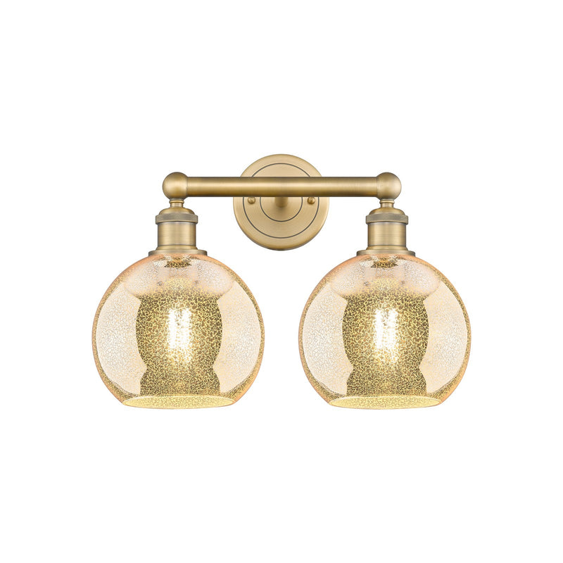 Innovations Athens 17in 2-Light Bath Vanity Light | Industrial Brushed Brass and Mercury Glass | Bathroom Vanity | 17 x 12.25 x | Model 616-2W-BB-G128-8