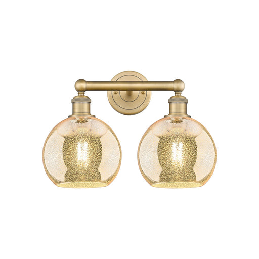 Innovations Athens 17in 2-Light Bath Vanity Light | Industrial Brushed Brass and Mercury Glass | Bathroom Vanity | 17 x 12.25 x | Model 616-2W-BB-G128-8