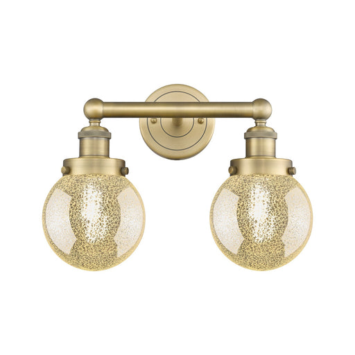 Innovations Beacon 15in 2-Light Bath Vanity Light | Industrial Brushed Brass Steel and Mercury Glass | Bathroom Vanity & Powder | Model 616-2W-BB-G208-6