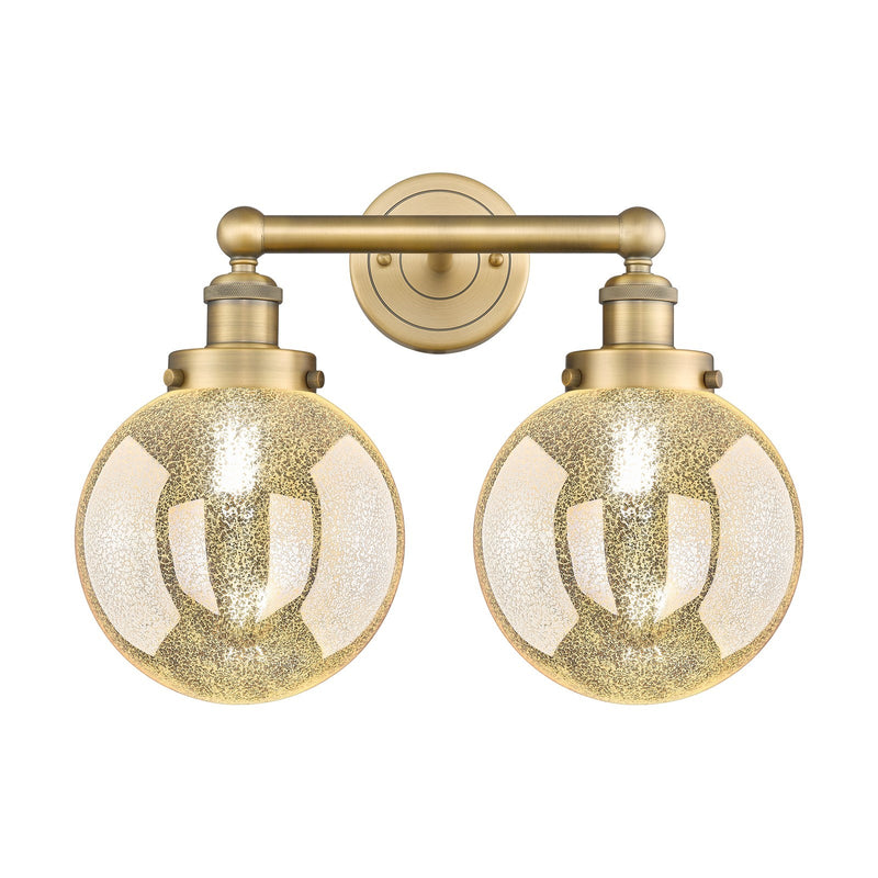 Innovations Beacon 17in 2-Light Bath Vanity Light | Art Nouveau Brushed Brass Steel and Mercury Glass | Bathroom Vanity | 17 x | Model 616-2W-BB-G208-8