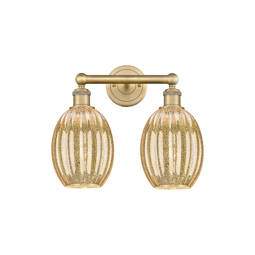 Innovations Preston Bulb 15.25in 2-Light Bath Vanity Light | Industrial Brushed Brass and Mercury Glass | Bathroom Vanity | Model 616-2W-BB-G459-6ME