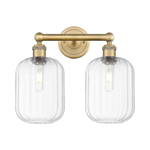 Innovations Preston Cylinder 16in 2-Light Bath Vanity | Industrial Brushed Brass and Clear Glass | Bathroom Vanity & Powder | Model 616-2W-BB-G460-7CL