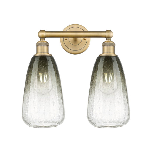 Innovations Brookhaven Almond 15in 2-Light Bath Vanity | Industrial Brushed Brass Steel and Slate Glass | Bathroom Vanity | 15 | Model 616-2W-BB-G480-6SL