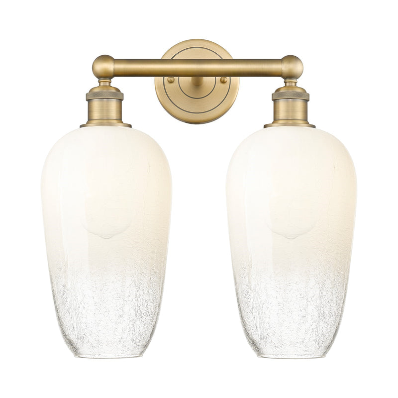 Innovations Brookhaven Flute 16in 2-Light Bath Vanity | Industrial Brushed Brass Steel and Opal Glass | Bathroom Vanity Light | Model 616-2W-BB-G484-7OP
