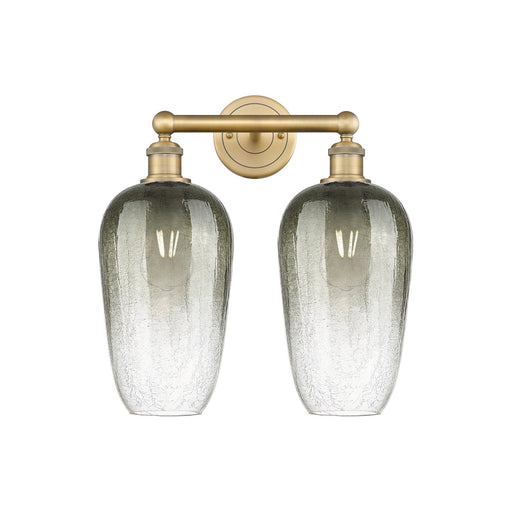 Innovations Brookhaven Flute 16in 2-Light Bath Vanity | Industrial Modern Brushed Brass and Slate Glass | Bathroom Vanity Light | Model 616-2W-BB-G484-7SL