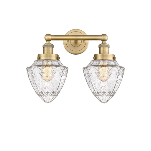 Innovations Bullet 16in 2-Light Bath Vanity Light | Industrial Brushed Brass Steel and Seedy Glass | Kitchen & Bathroom Vanity | Model 616-2W-BB-G664-7
