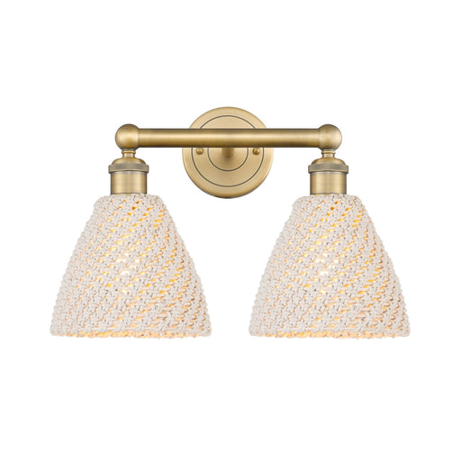 Innovations Bristol Natural 17in 2-Light Bath Vanity Light | Industrial Brushed Brass and Natural Fiber Shade | Bathroom | Model 616-2W-BB-NBD-75-NAT
