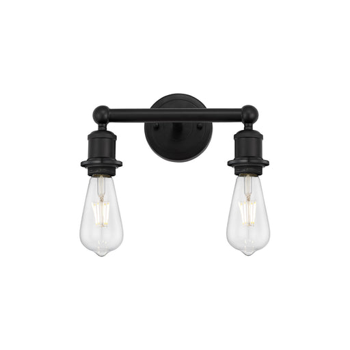 Innovations Lighting Edison 12.38in 2-Light Bath Vanity Light | Industrial Matte Black Steel and Cast Brass | Bathroom Vanity & Powder | Model 616-2W-BK