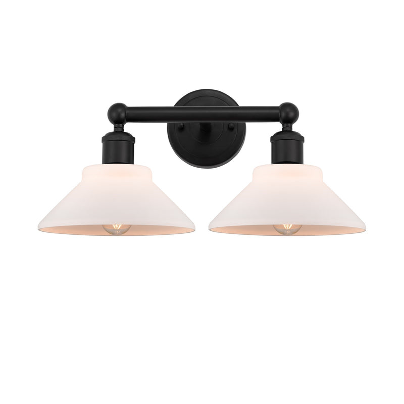 Innovations Orwell 17in 2-Light Bath Vanity Light | Industrial Matte Black Steel and Matte White Glass | Damp-Rated Bathroom Vanity | Model 616-2W-BK-G131