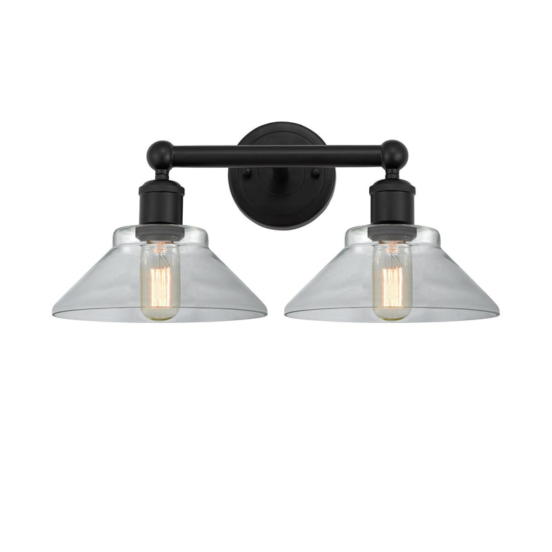 Innovations Orwell 17in 2-Light Bath Vanity Light | Industrial Matte Black Steel and Clear Glass | Bathroom Vanity | 17.38 x 9.25 x | Model 616-2W-BK-G132