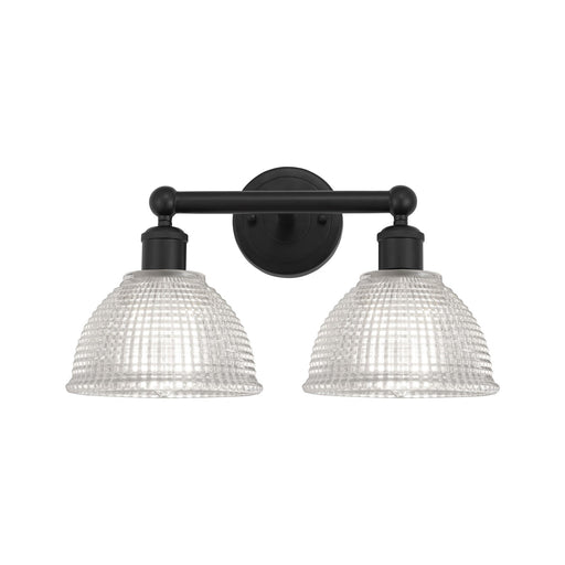 Innovations Arietta 17in 2-Light Bath Vanity Light | Industrial Matte Black Steel and Clear Glass | Damp-Rated Bathroom Vanity | 17 | Model 616-2W-BK-G422