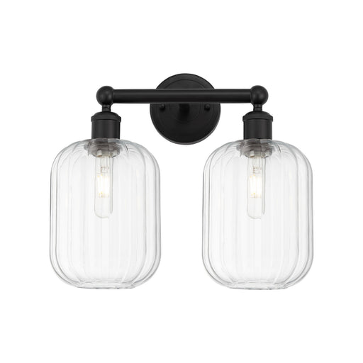 Innovations Preston Cylinder 16in 2-Light Bath Vanity | Industrial Matte Black Steel and Clear Glass | Bathroom Vanity & Powder | Model 616-2W-BK-G460-7CL
